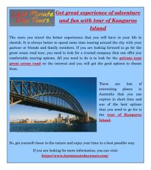 Get great experience of adventure and fun with tour of Kangaroo Island.pdf