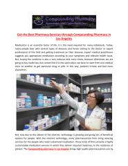 Get the Best Pharmacy Services through Compounding Pharmacy in Los Angeles.pdf